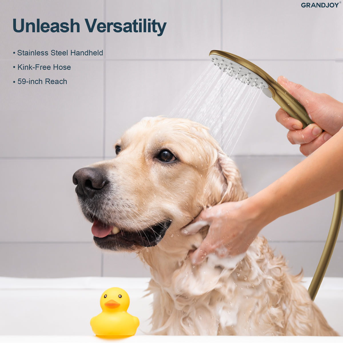Round Wall-Mounted Shower System with Handheld and Tub Spout