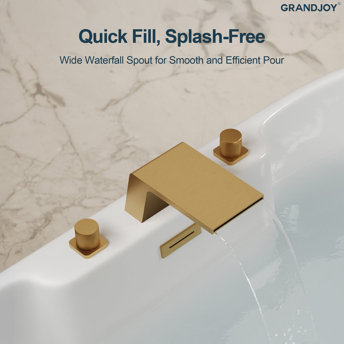 Deck-Mounted Waterfall Bathtub Faucet with Separate Hot and Cold Handles