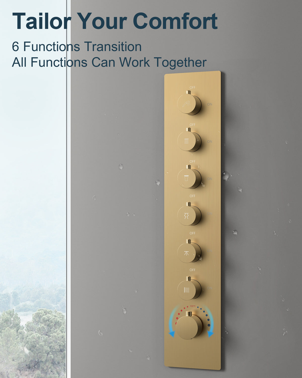 LED Music Ceiling-Mounted Thermostatic Shower System with Body Jets