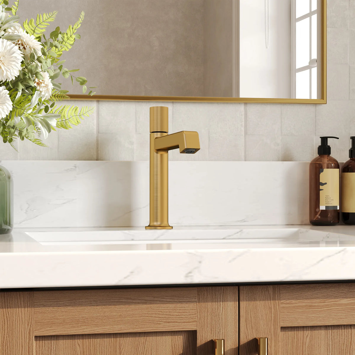 Single-Handle Bathroom Sink Faucet With Pop-Up Drain