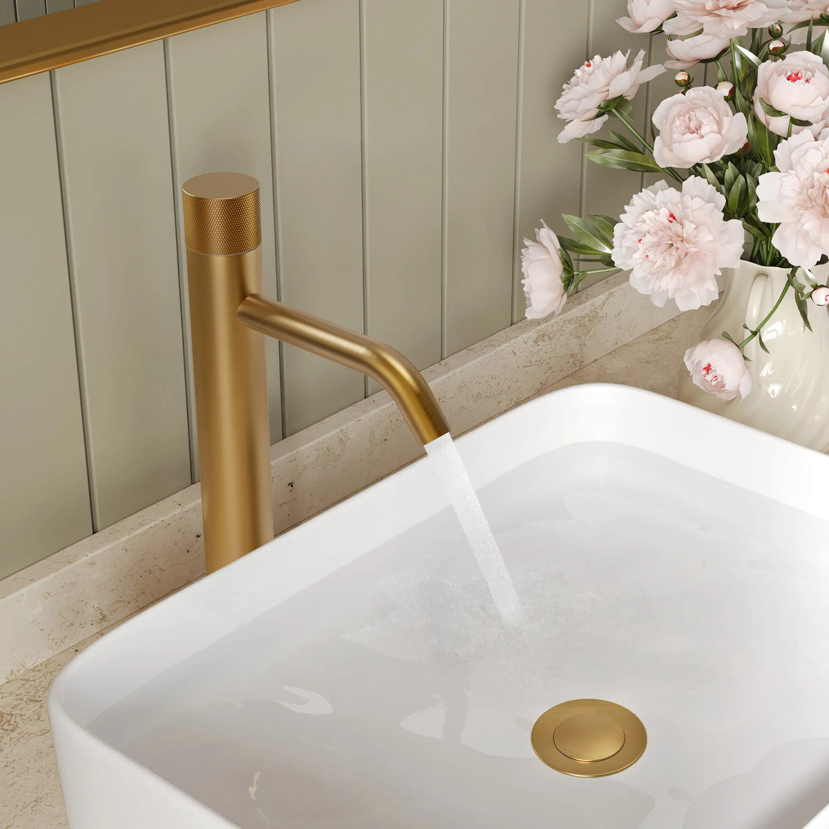 Single-Handle Vessel Bathroom Sink Faucet With Pop-Up Drain