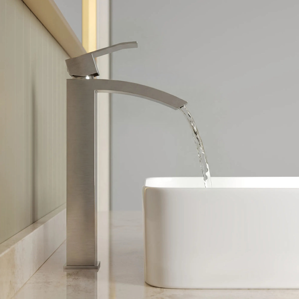 Single-Handle Vessel Bathroom Sink Faucet With Pop-Up Drain