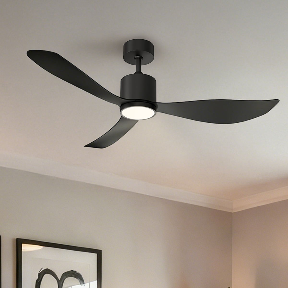 52-Inch Downrod Mount 3-Blade Ceiling Fan with Light and Remote Control