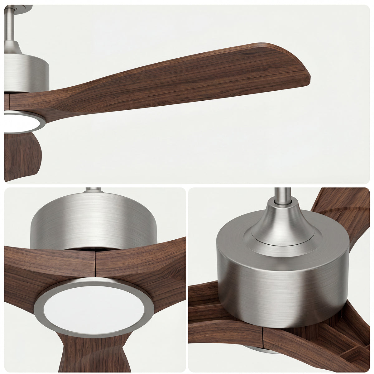 52-Inch Downrod Mount 3-Blade Ceiling Fan with Light and Remote Control