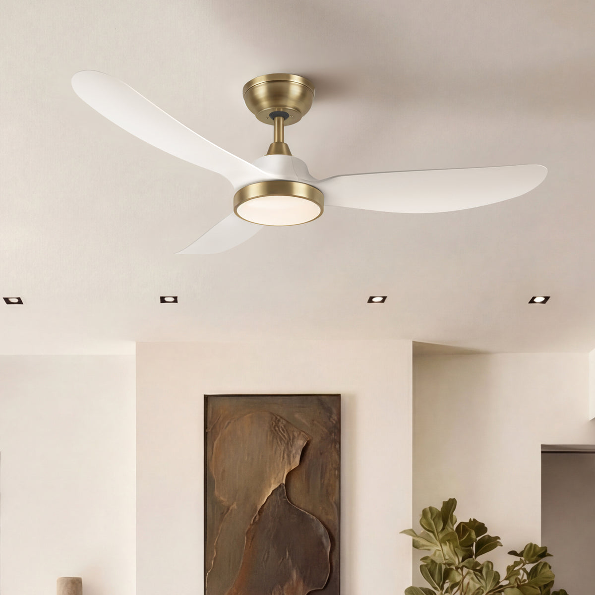 42-Inch Downrod Mount 3-Blade Ceiling Fan with Light and Remote Control