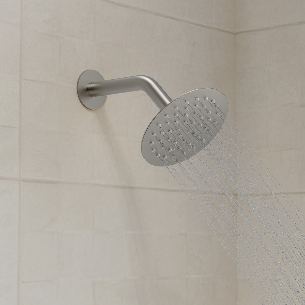 Round Wall-Mounted Rain Shower System with Pressure-Balanced Valve