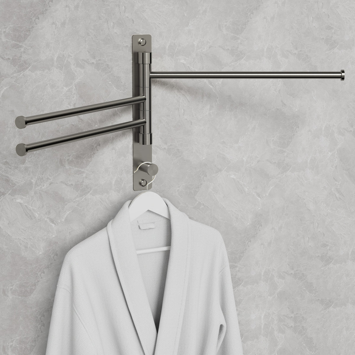 Three-Arm Wall-Mounted Rotating Stainless Steel Towel Rack for Bathrooms