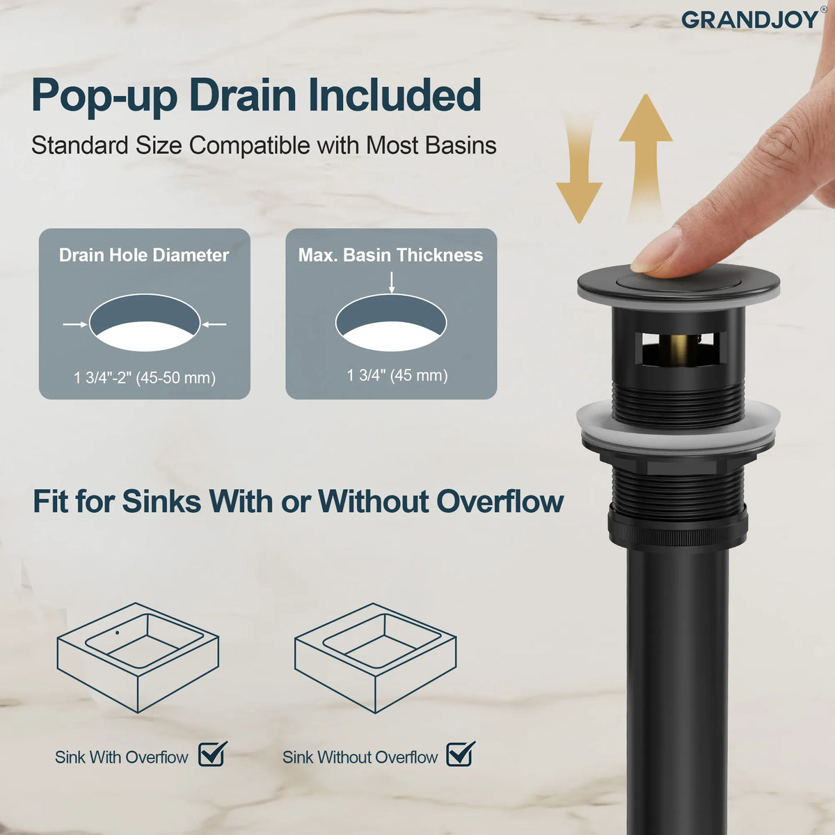Single-Handle Wall-Mount Bathroom Sink Faucet With Pop-Up Drain