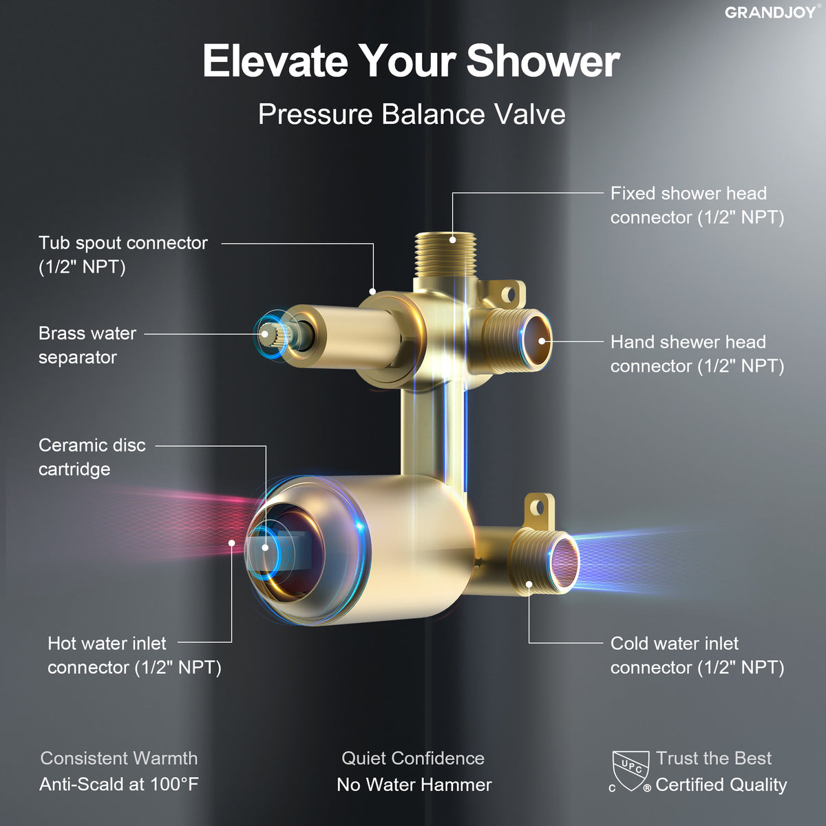 Round Wall-Mounted Shower System with Handheld and Tub Spout
