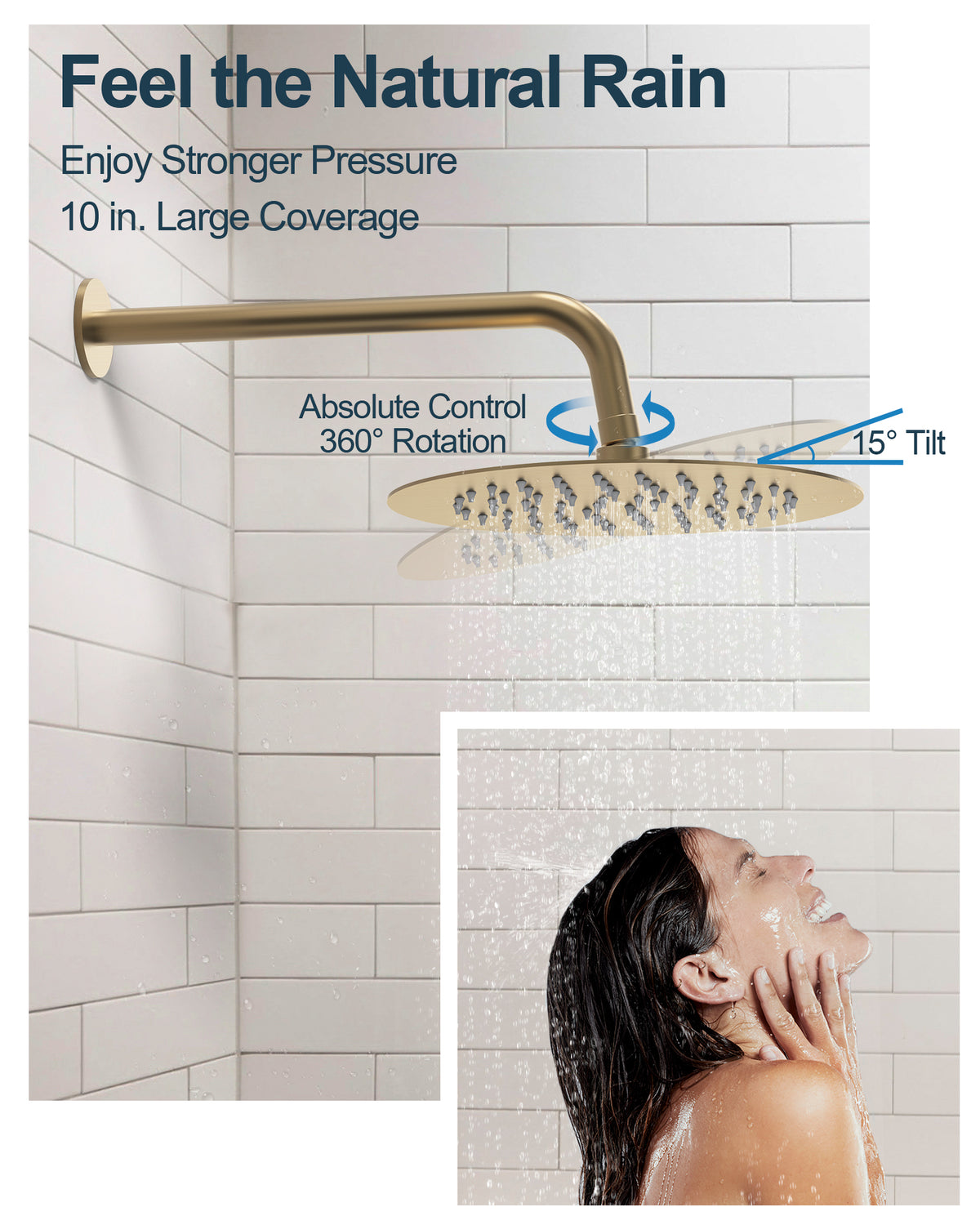 Round Wall-Mounted Dual Shower System with Handheld Spray