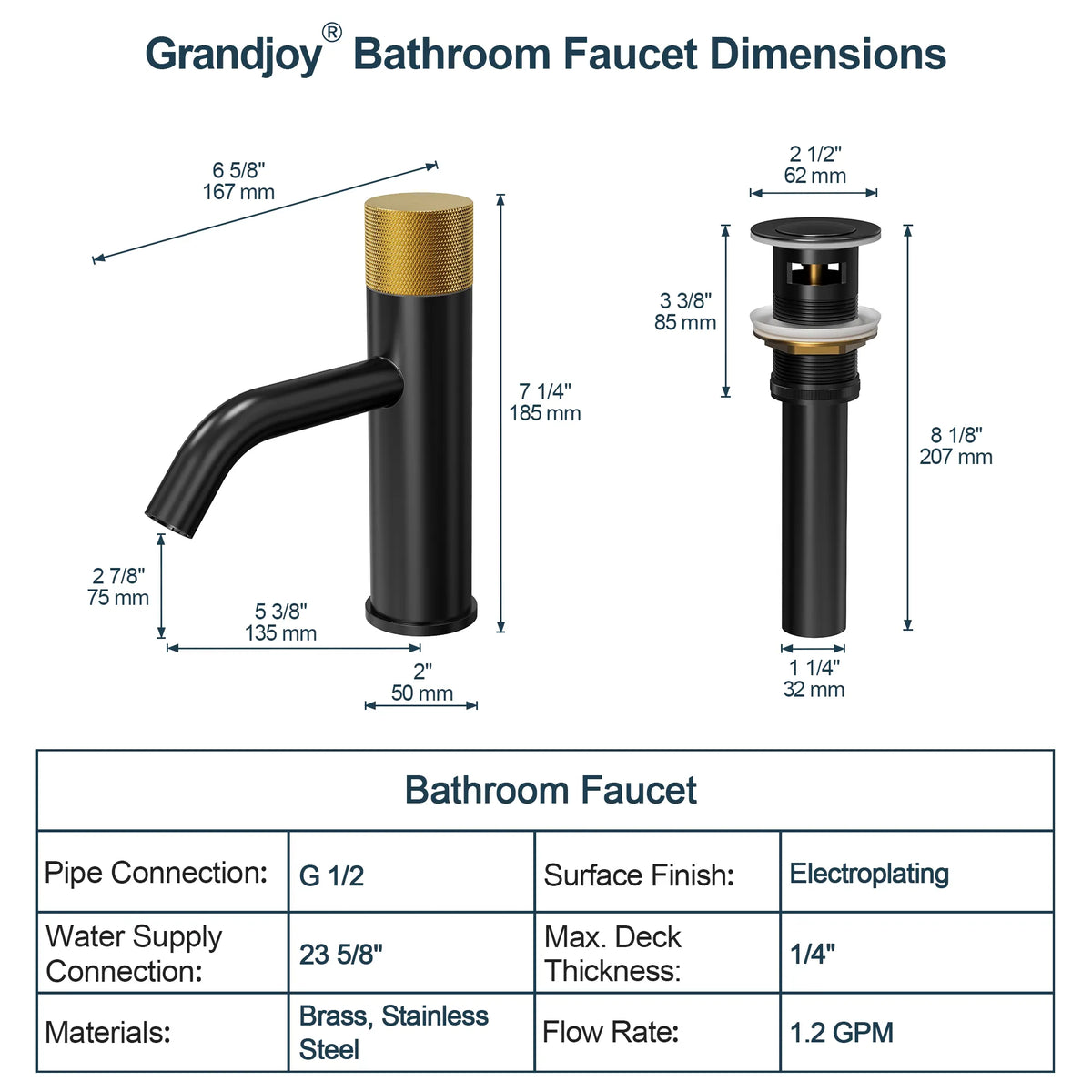 Single-Handle Bathroom Sink Faucet With Pop-Up Drain