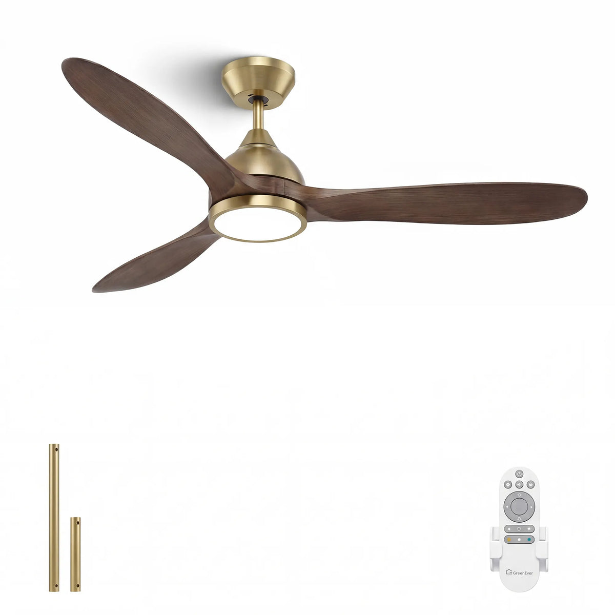 52-Inch Downrod Mount 3-Blade Ceiling Fan with Light and Remote Control