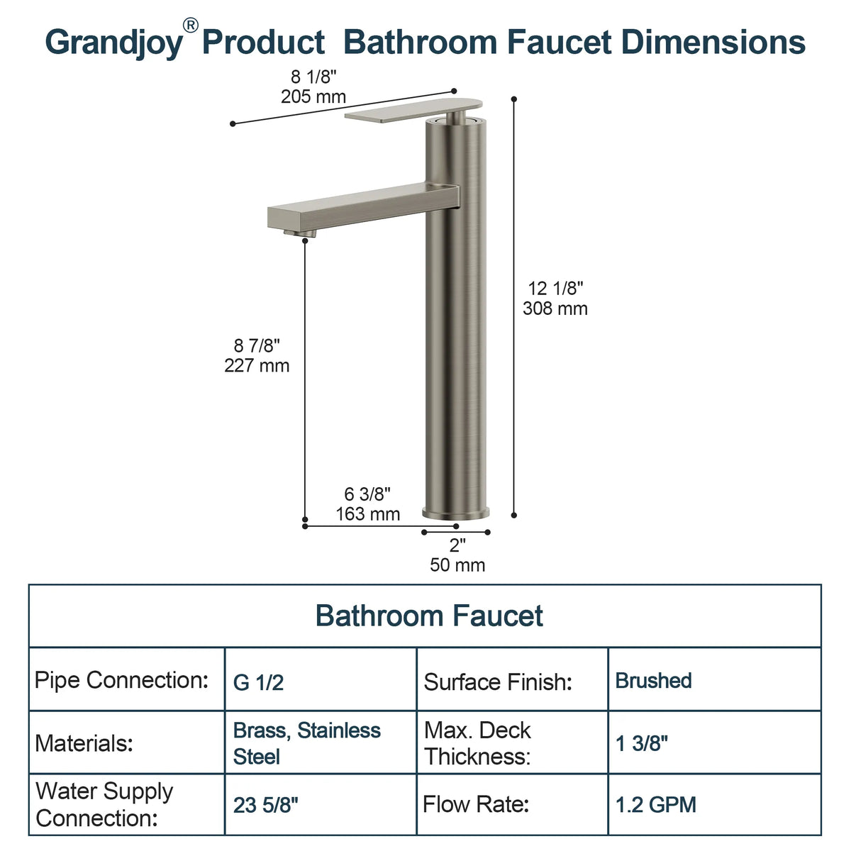 Single-Handle Vessel Bathroom Sink Faucet With Pop-Up Drain