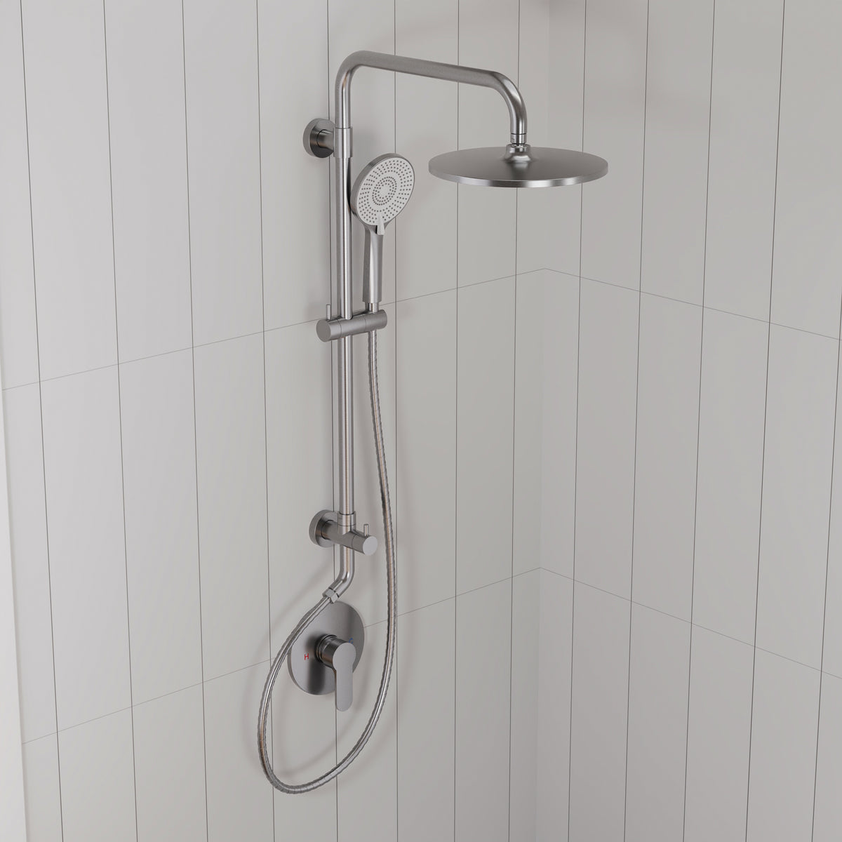 Exposed Pressure-Balanced Rain Shower System with Handheld Spray