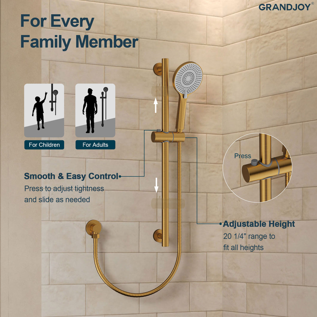 Wall-Mounted Shower Handheld with Adjustable Slide Bar
