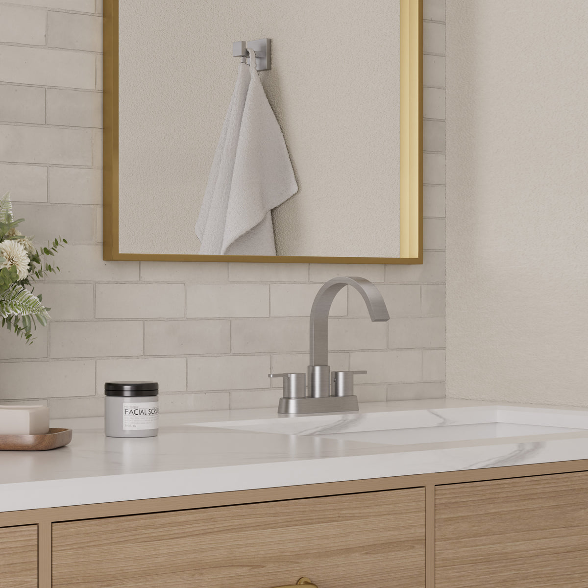 Two-Handle Centerset Bathroom Sink Faucet With Pop-Up Drain