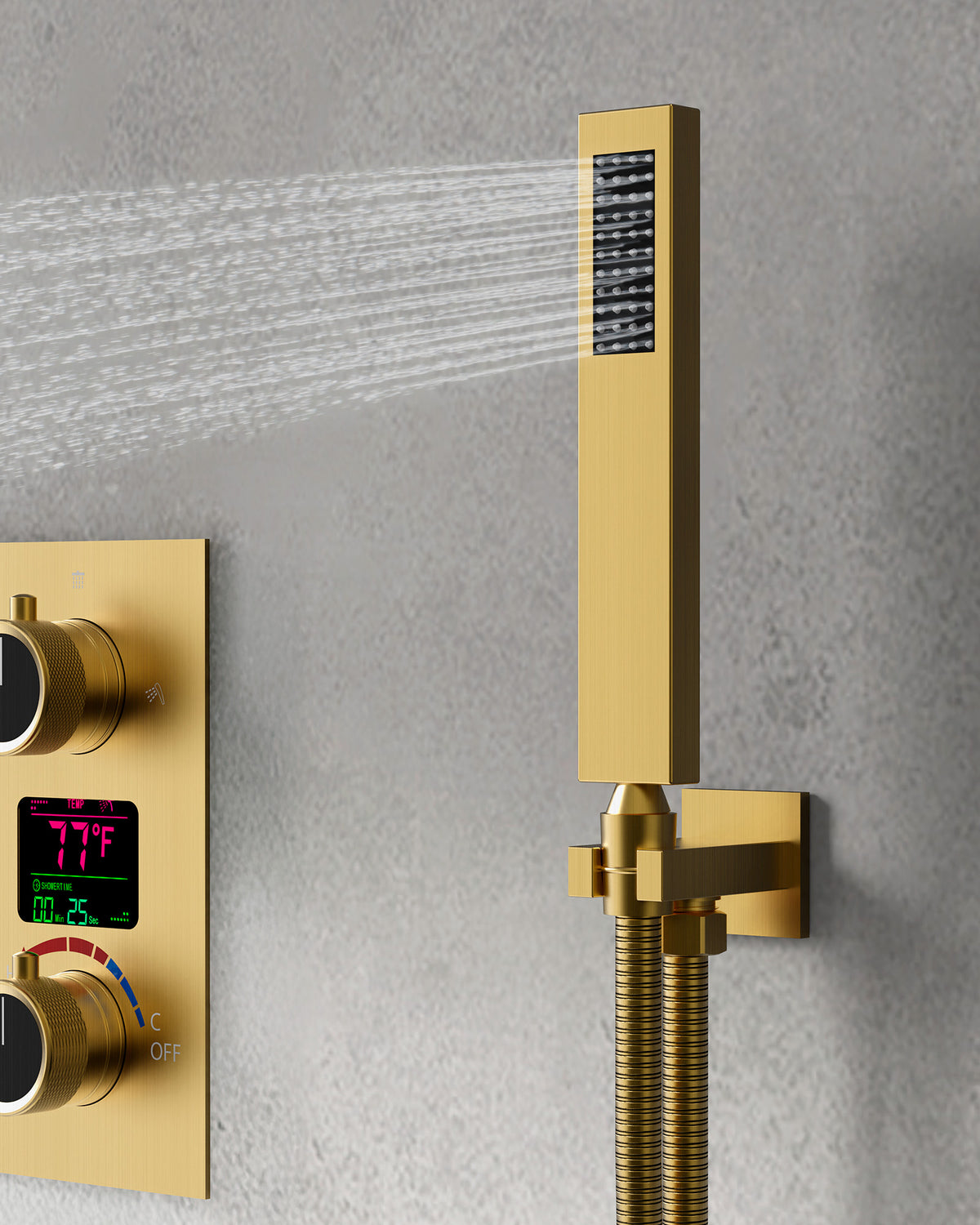 Ceiling-Mounted Dual Shower System with Adjustable Handheld Spray