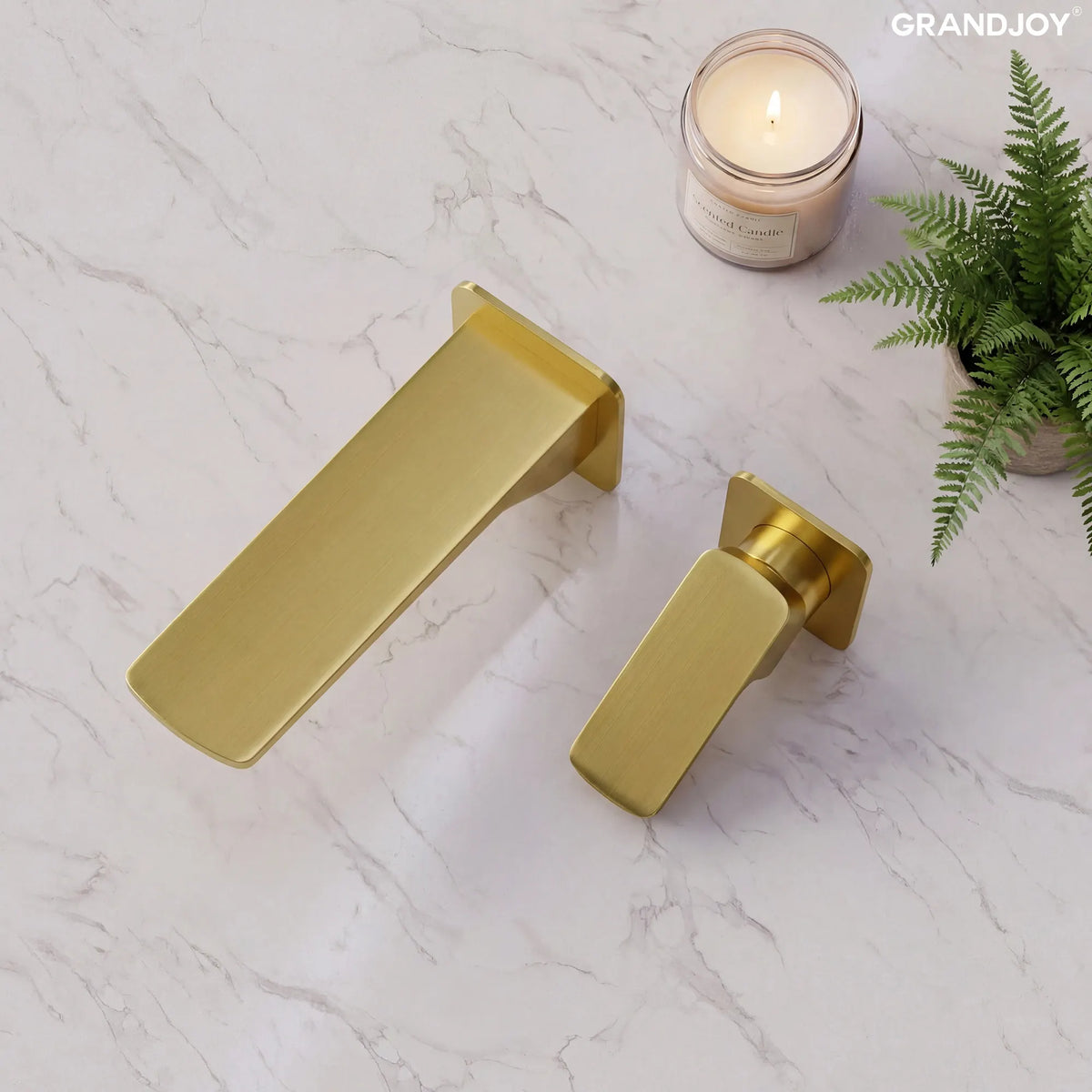 Single-Handle Wall-Mount Bathroom Sink Faucet With Pop-Up Drain