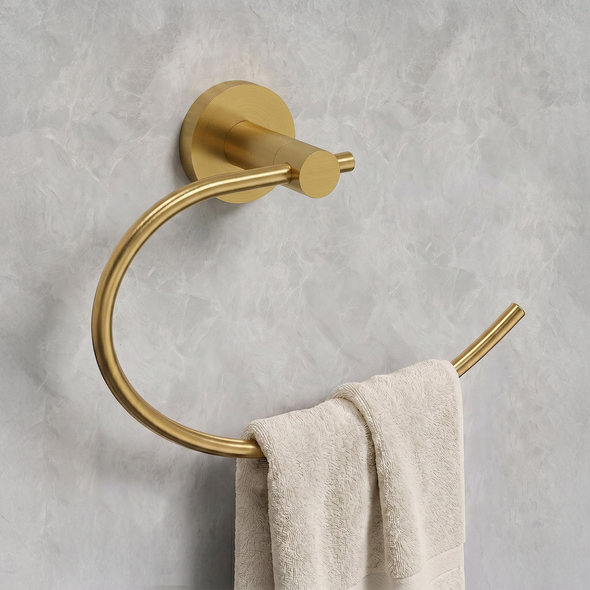 Circular Wall-Mounted Swing-Arm Towel Ring with 180-Degree Pivot