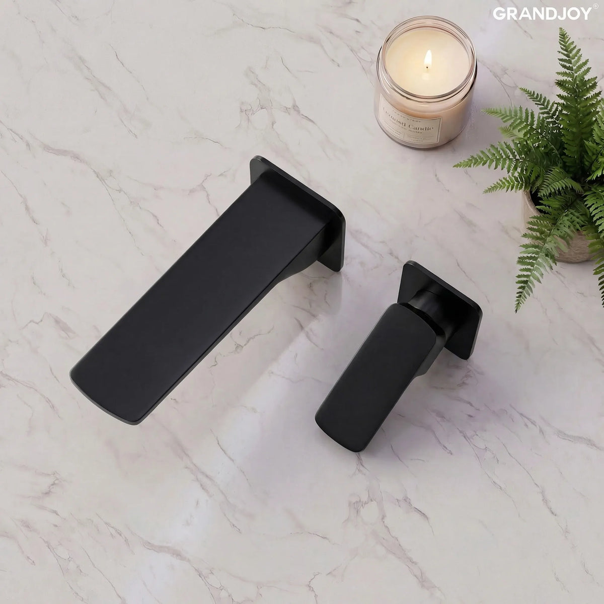Single-Handle Wall-Mount Bathroom Sink Faucet With Pop-Up Drain
