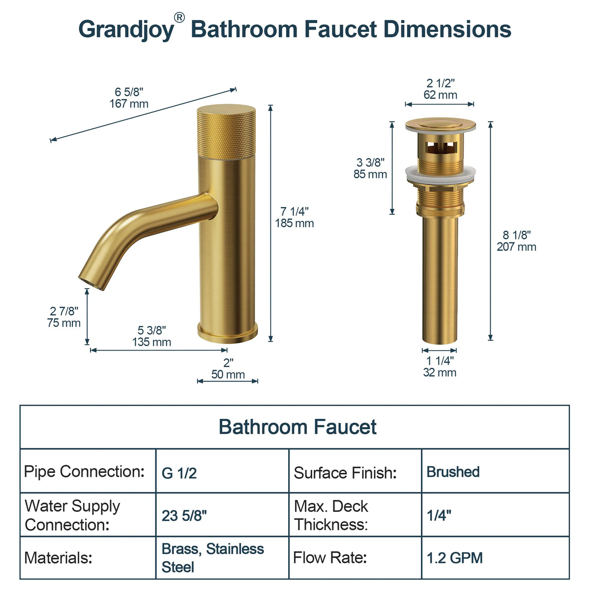 Single-Handle Bathroom Sink Faucet With Pop-Up Drain