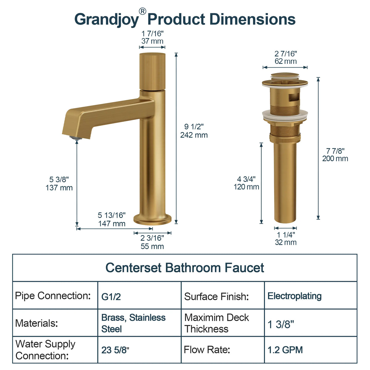 Single-Handle Bathroom Sink Faucet With Pop-Up Drain