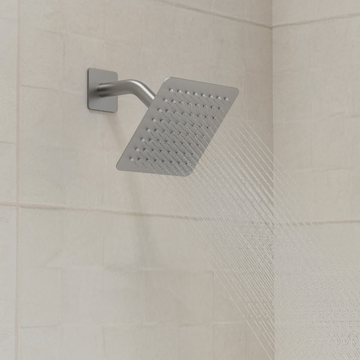 Wall-Mounted Square Rain Shower System with Pressure-Balanced Valve