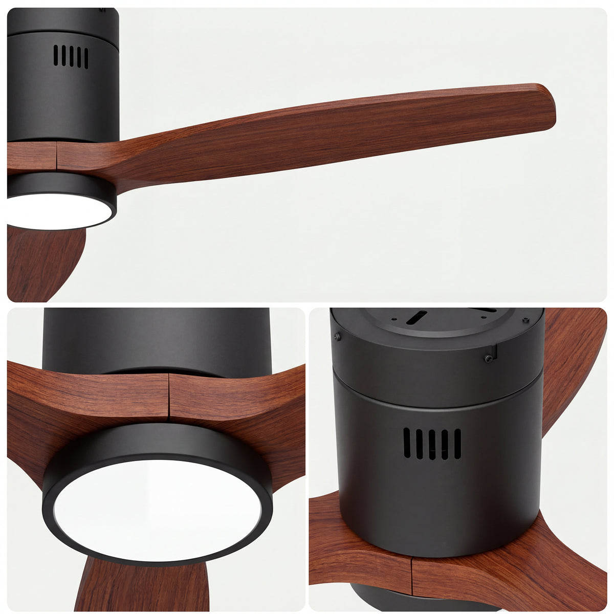 52-Inch Flush-Mount 3-Blade Ceiling Fan with Light, Wall Control and Remote