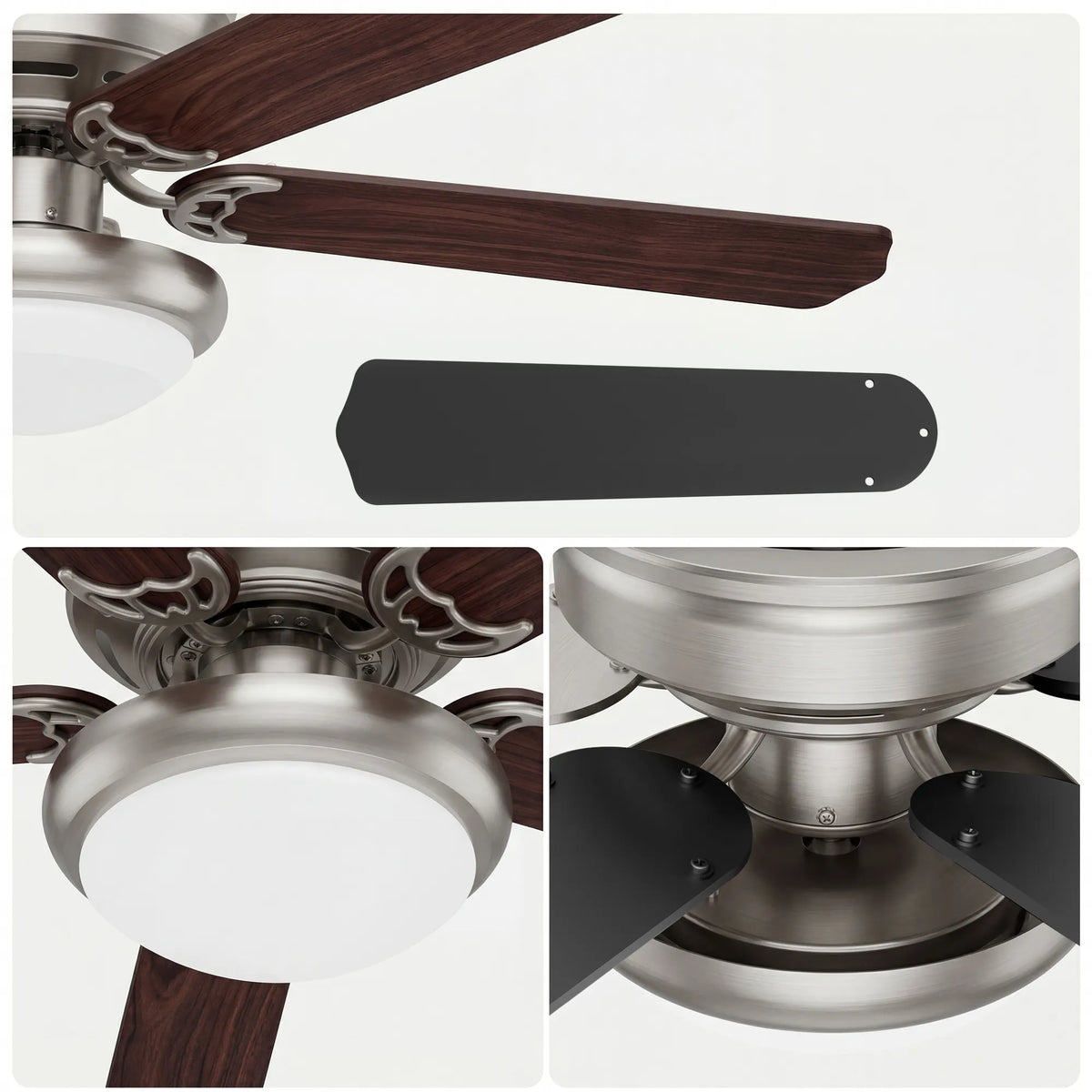 52-Inch Flush Mount 5-Blade Ceiling Fan with Light and Remote Control