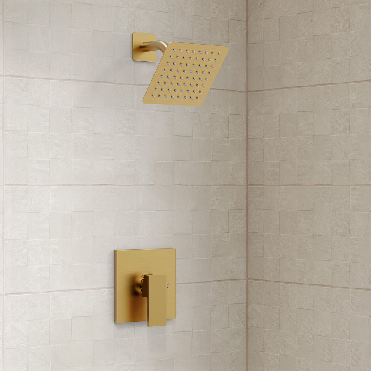 Wall-Mounted Square Rain Shower System with Pressure-Balanced Valve
