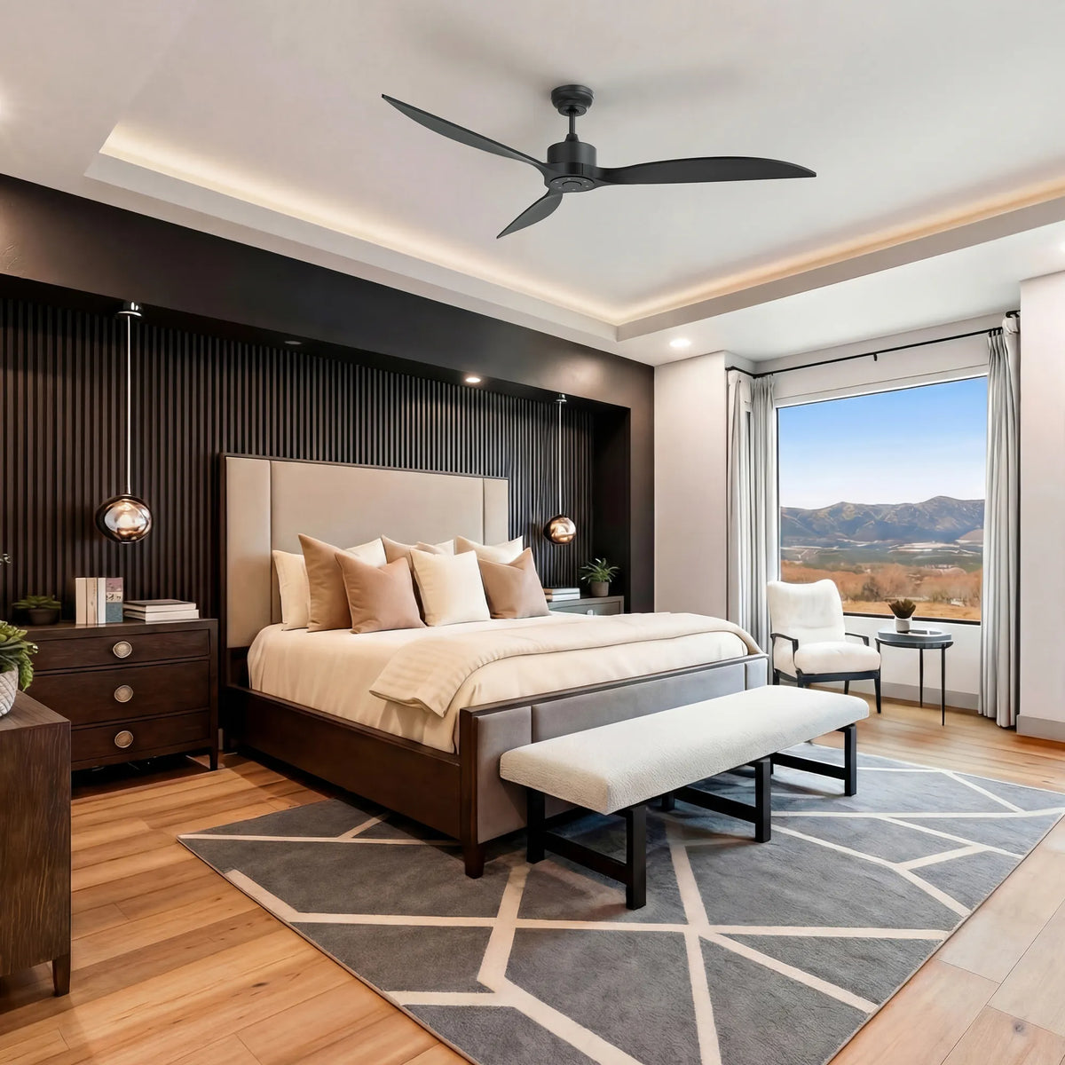 65-Inch Downrod Mount 3-Blade Ceiling Fan without Light