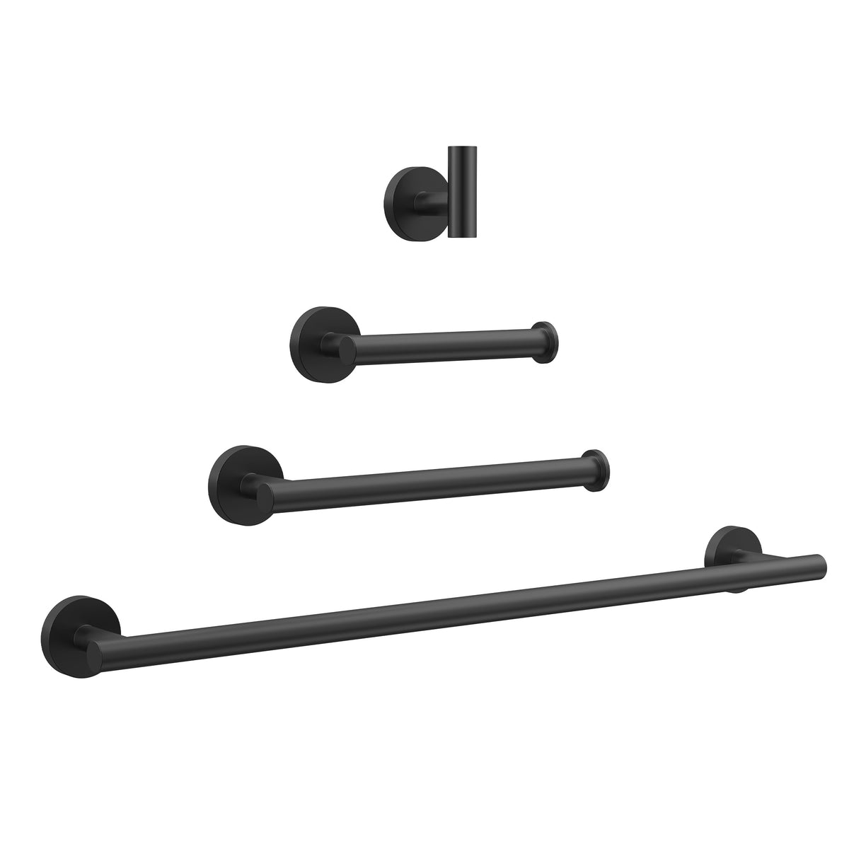 Four-Piece Wall-Mounted Stainless Steel Towel Bar Set for Bathrooms