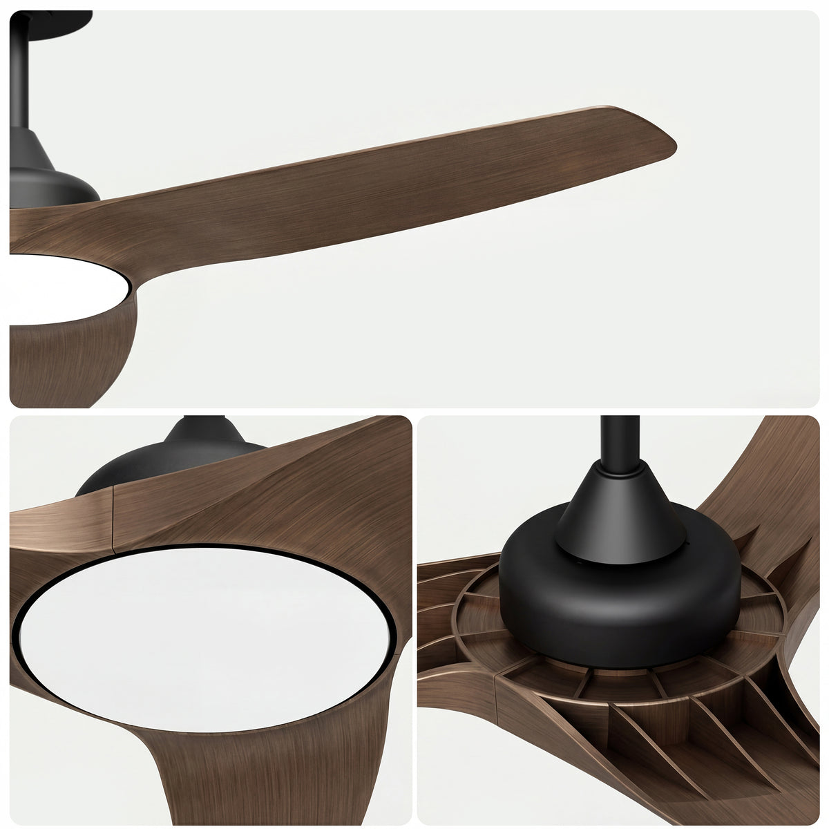 52-Inch Downrod Mount 3-Blade Indoor Outdoor Ceiling Fan with Light and Remote