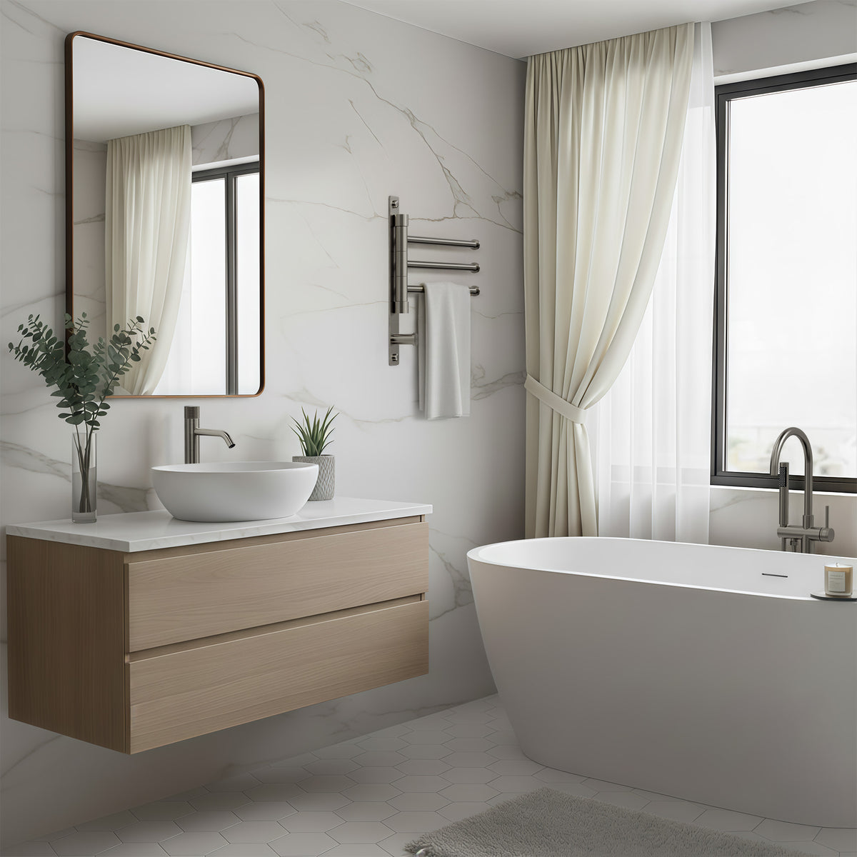 Three-Arm Wall-Mounted Rotating Stainless Steel Towel Rack for Bathrooms