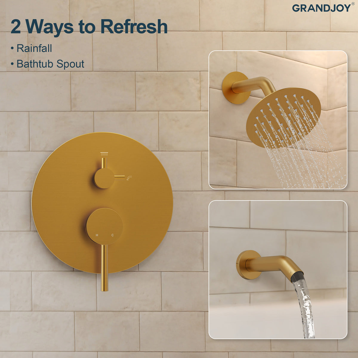 Single-Handle 6-Inch Round Wall-Mounted Tub and Shower System