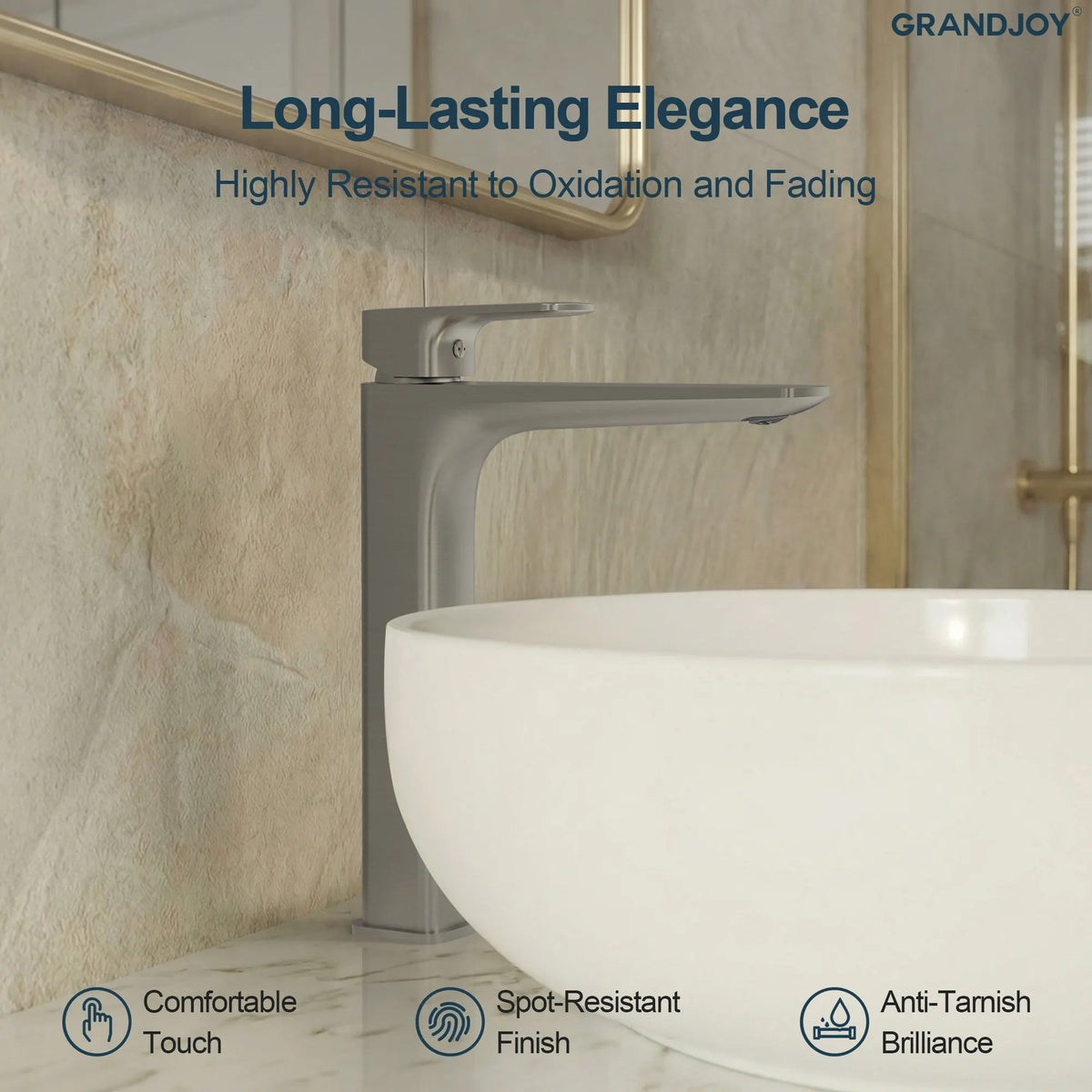 Single-Handle Vessel Bathroom Sink Faucet With Pop-Up Drain