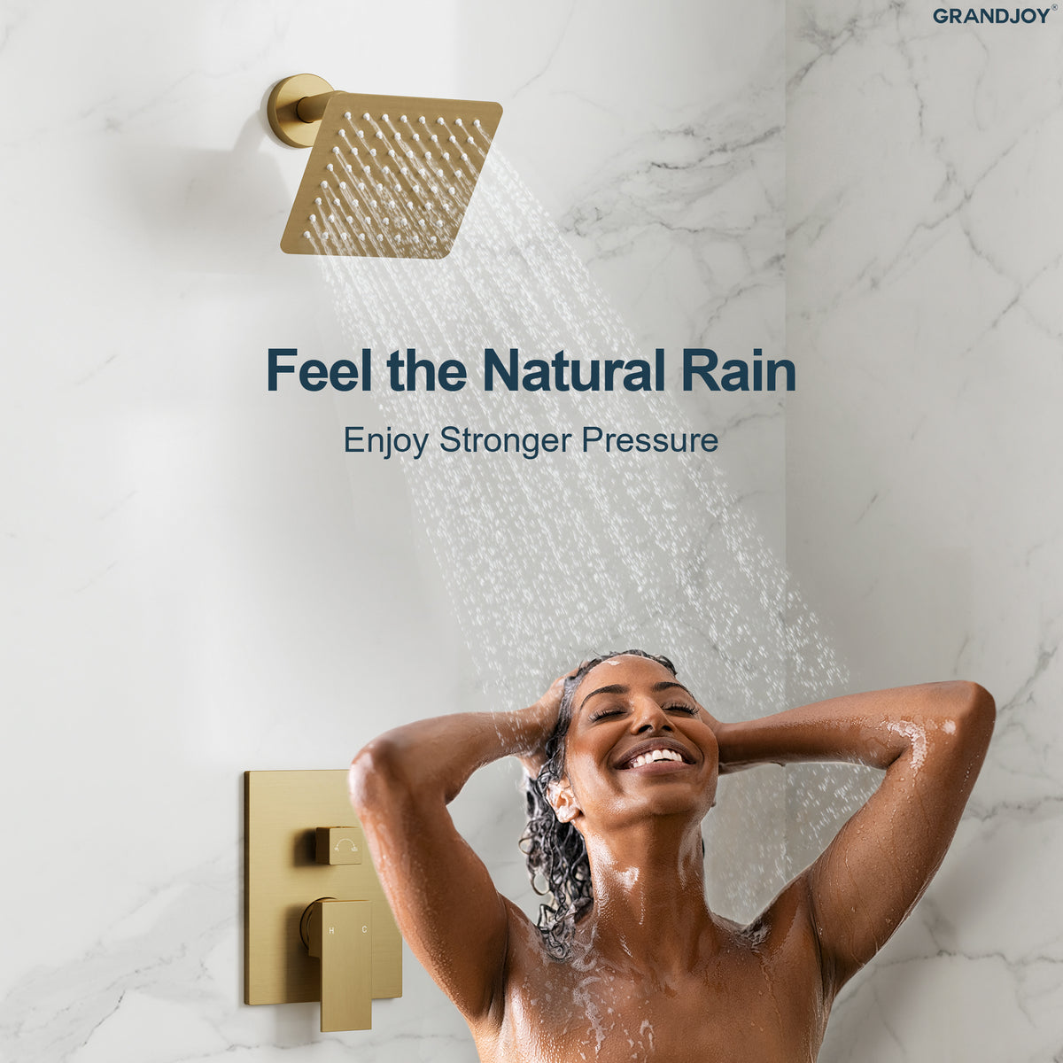 Square Wall-Mounted Shower System with Adjustable Handheld Spray