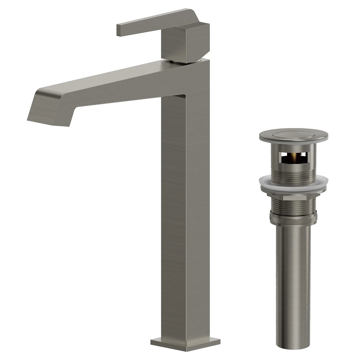 Single-Handle Vessel Bathroom Sink Faucet With Pop-Up Drain