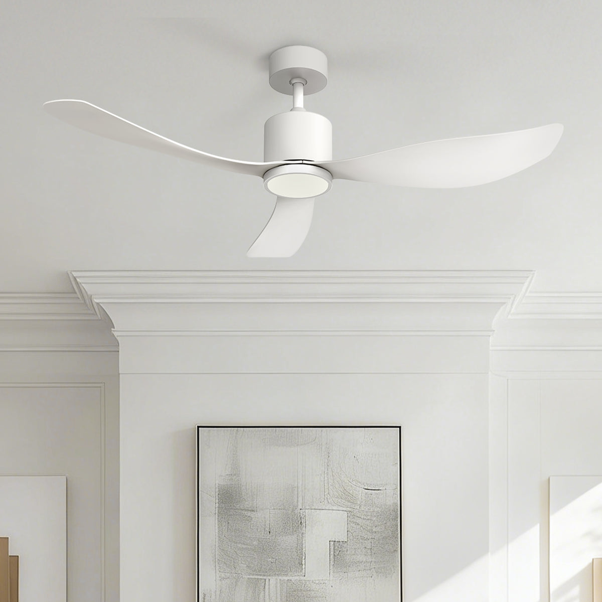 52-Inch Downrod Mount 3-Blade Ceiling Fan with Light and Remote Control