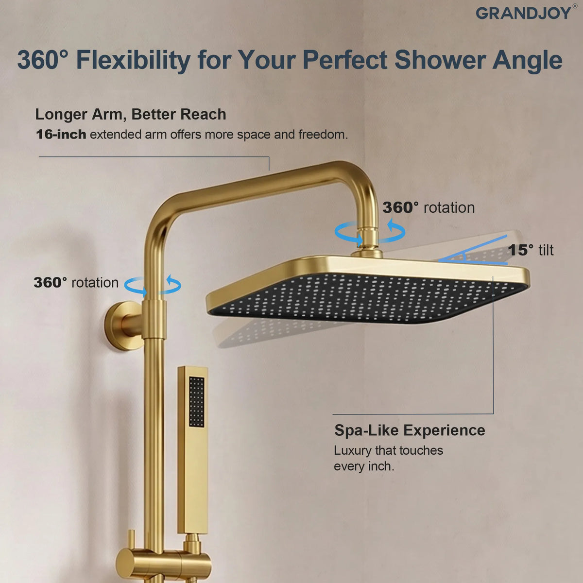 Square Exposed Shower System with Dual Rainfall Modes