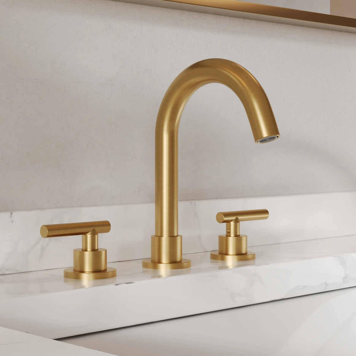 Two-Handle Mid Arc Widespread Bathroom Sink Faucet With Pop-Up Drain