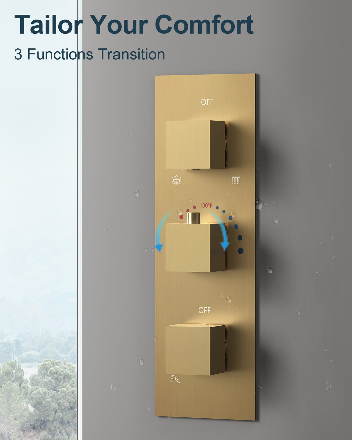 Wall-Mounted Thermostatic Dual Rainfall Shower System with Handheld Spray