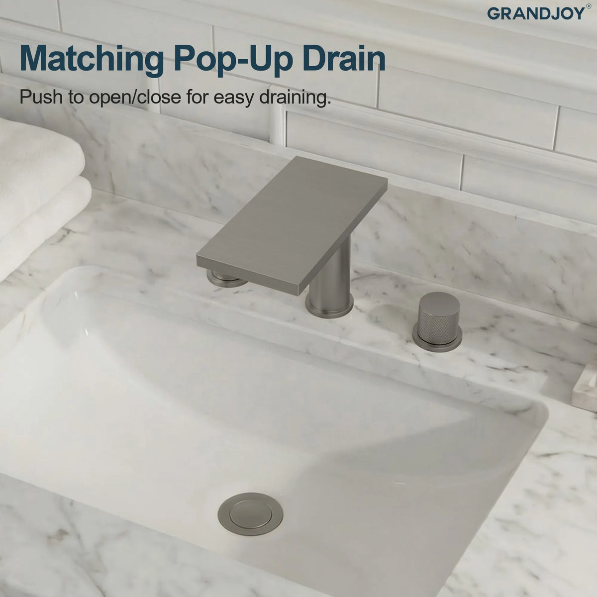 Two-Handle Mid Arc Widespread Bathroom Sink Faucet With Pop-Up Drain