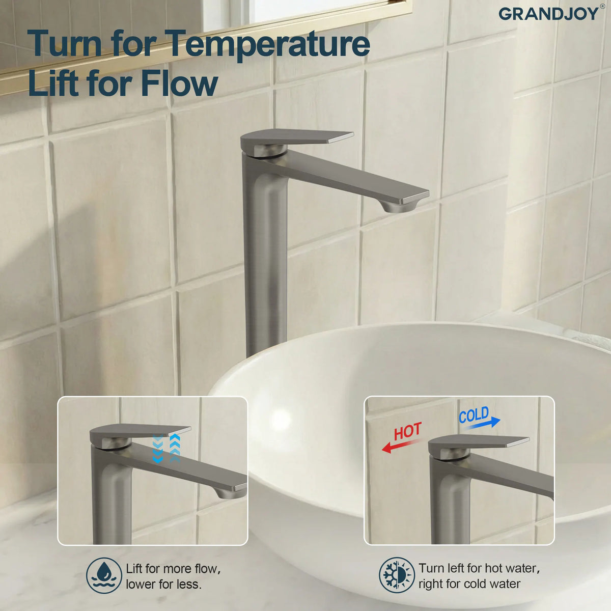 Single-Handle Vessel Bathroom Sink Faucet With Pop-Up Drain