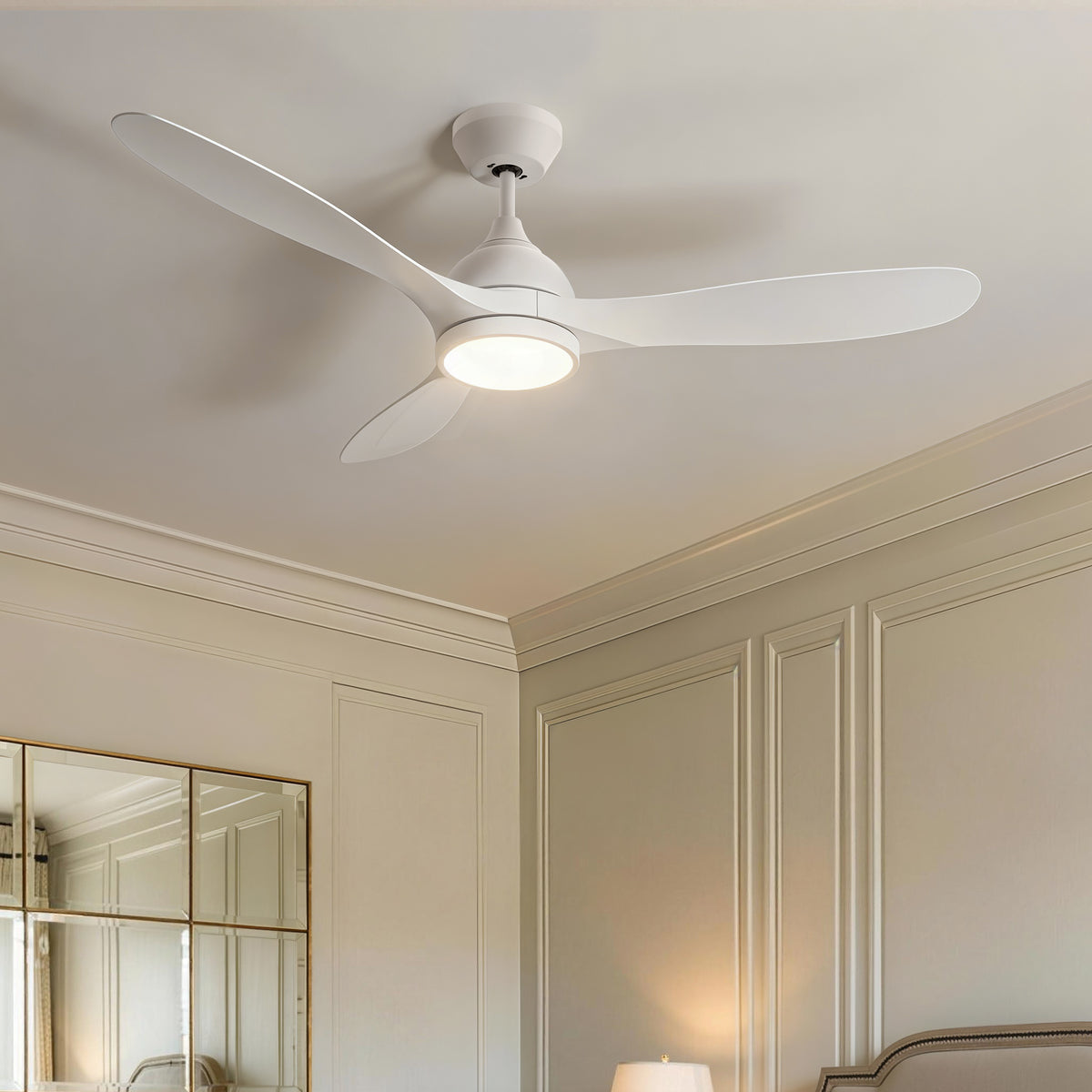52-Inch Downrod Mount 3-Blade Ceiling Fan with Light and Remote Control