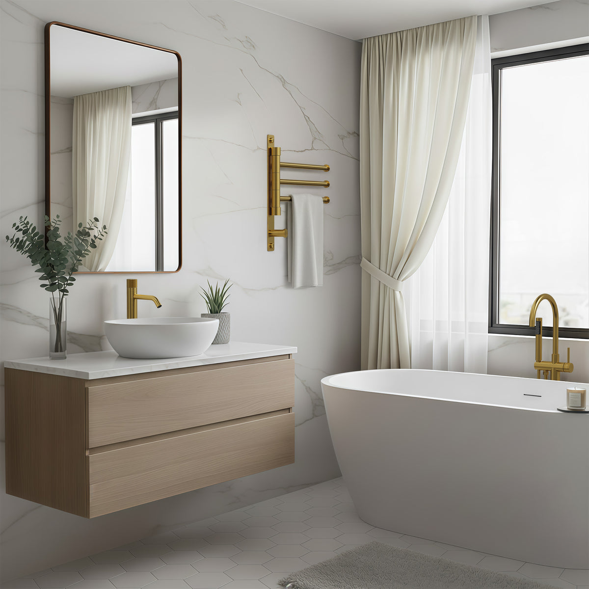 Three-Arm Wall-Mounted Rotating Stainless Steel Towel Rack for Bathrooms
