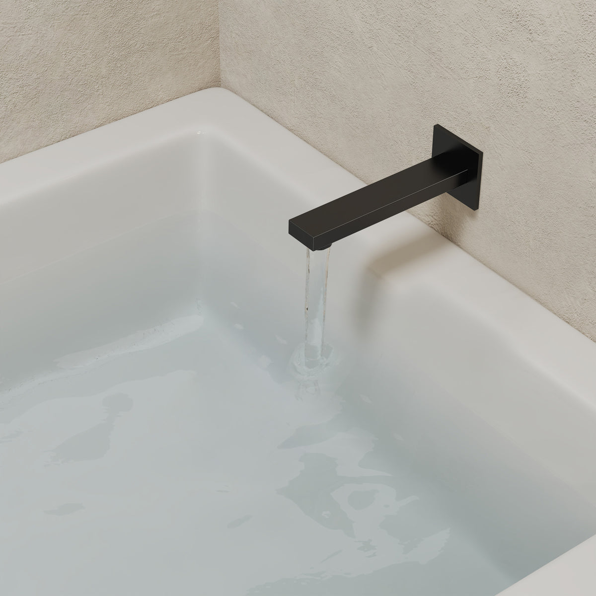 Square Wall-Mounted Shower System with Pressure-Balanced Tub Spout