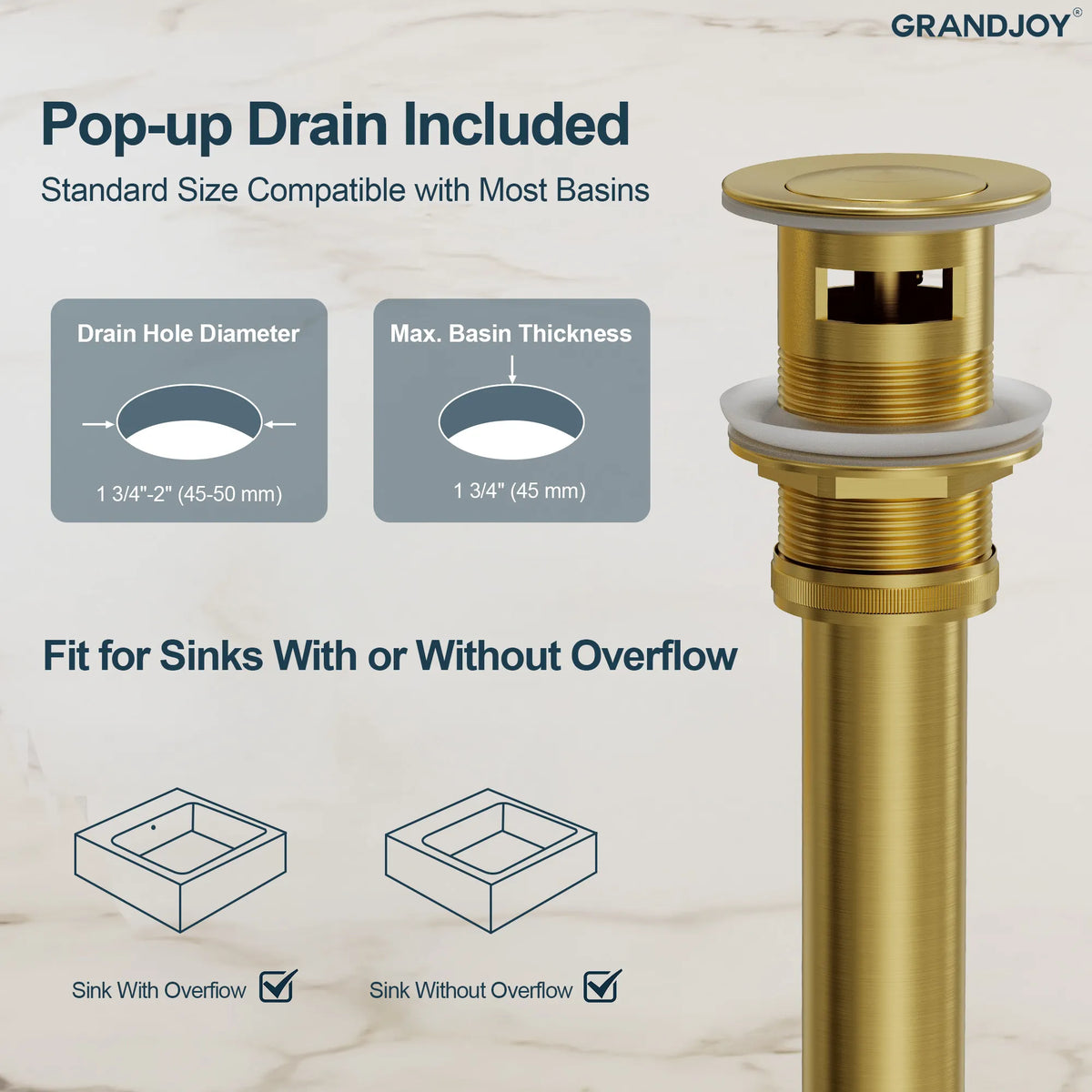 Single-Handle Wall-Mount Bathroom Sink Faucet With Waterfall Spout And Pop-Up Drain