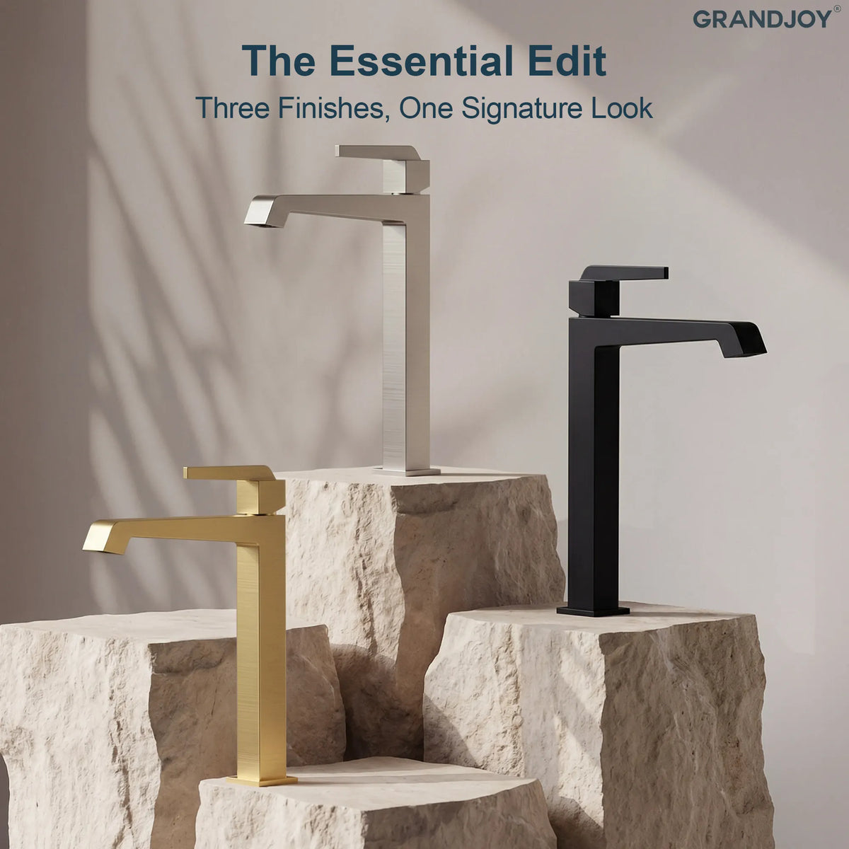 Single-Handle Vessel Bathroom Sink Faucet With Pop-Up Drain