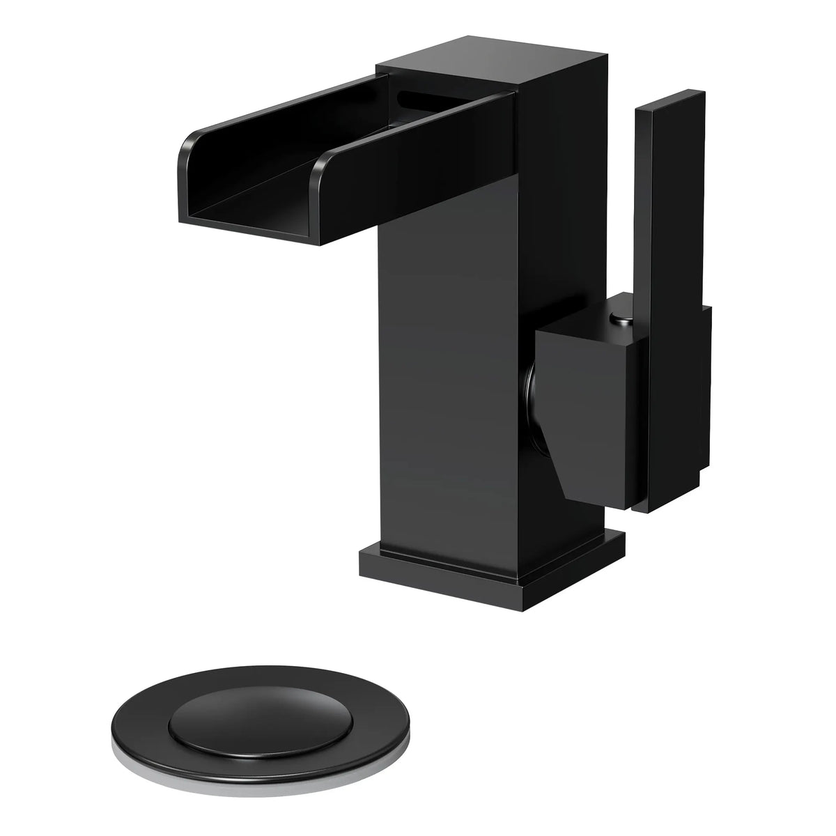 Single-Handle LED Waterfall Bathroom Sink Faucet With Pop-Up Drain